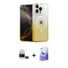 ieg™ iPhone 14 Pro Max Kılıf Eksen Minimal Özel Seri - Siyah Bilvis 5in1 5D Magic Hayalet Cam Ekran Koruyucu + Bilvis Titan Kamera Lens - GD
