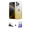 ieg™ iPhone 14 Pro Max Kılıf Eksen Minimal Özel Seri - Siyah Bilvis 5in1 5D Magic Hayalet Cam Ekran Koruyucu + Bilvis Titan Kamera Lens - DNMR