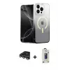 ieg™ iPhone 14 Pro Max Kılıf Eksen Minimal Özel Seri - Siyah Bilvis Hayalet Cam Ekran Koruyucu + Raze Metal Kamera Lens - GS