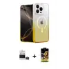 ieg™ iPhone 14 Pro Max Kılıf Eksen Minimal Özel Seri - Siyah Buffer Cam Ekran Koruyucu + Bilvis Titan Kamera Lens - GD
