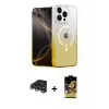 ieg™ iPhone 14 Pro Max Kılıf Eksen Minimal Özel Seri - Siyah Buffer Cam Ekran Koruyucu + Raze Metal Kamera Lens - GS