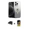 ieg™ iPhone 14 Pro Max Kılıf Eksen Minimal Özel Seri - Siyah Buffer Cam Ekran Koruyucu + Raze Metal Kamera Lens - GS