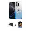 ieg™ iPhone 14 Pro Max Kılıf Eksen Minimal Özel Seri - Siyah Buffer Hayalet Cam Ekran Koruyucu + Raze Metal Kamera Lens - GS