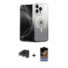 ieg™ iPhone 14 Pro Max Kılıf Eksen Minimal Özel Seri - Siyah Buffer Hayalet Cam Ekran Koruyucu + Raze Metal Kamera Lens - GD