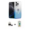 ieg™ iPhone 14 Pro Max Kılıf Eksen Minimal Özel Seri - Siyah Polymer Nano Ekran Koruyucu + Bilvis Titan Kamera Lens - SH