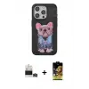 ieg™ iPhone 14 Pro Max Kılıf İz Minimal Koleksiyonu - Siyah Buffer Cam Ekran Koruyucu + Bilvis Titan Kamera Lens - GD