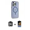 ieg™ iPhone 14 Pro Max Kılıf Kıvılcım Asil Özel Seri - Siyah Buffer Hayalet Cam Ekran Koruyucu + PVD Metal Kamera Lens - TU