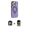 ieg™ iPhone 14 Pro Max Kılıf Kıvılcım Asil Özel Seri - Siyah Buffer Hayalet Cam Ekran Koruyucu + PVD Metal Kamera Lens - TU