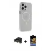 ieg™ iPhone 14 Pro Max Kılıf Kıvılcım Asil Özel Seri - Siyah Buffer Hayalet Cam Ekran Koruyucu + Raze Metal Kamera Lens - GD