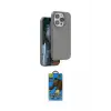 ieg™ iPhone 14 Pro Max Kılıf Kıvılcım Çizgi Serisi - Siyah 18D Cam Ekran Koruyucu