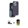 ieg™ iPhone 14 Pro Max Kılıf Kıvılcım Çizgi Serisi - Siyah Buffer Cam Ekran Koruyucu + Bilvis Titan Kamera Lens - SH