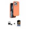 ieg™ iPhone 14 Pro Max Kılıf Kıvılcım Çizgi Serisi - Siyah Buffer Hayalet Cam Ekran Koruyucu + Bilvis Titan Kamera Lens - GS
