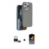 ieg™ iPhone 14 Pro Max Kılıf Kıvılcım Çizgi Serisi - Siyah Buffer Hayalet Cam Ekran Koruyucu + Bilvis Titan Kamera Lens - GS