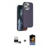 ieg™ iPhone 14 Pro Max Kılıf Kıvılcım Çizgi Serisi - Siyah Buffer Hayalet Cam Ekran Koruyucu + Bilvis Titan Kamera Lens - GS