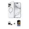 ieg™ iPhone 14 Pro Max Kılıf Kıvılcım Form Prime - Siyah Buffer Hayalet Cam Ekran Koruyucu + Bilvis Titan Kamera Lens - GD