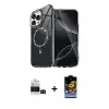 ieg™ iPhone 14 Pro Max Kılıf Kıvılcım Form Prime - Siyah Buffer Hayalet Cam Ekran Koruyucu + Bilvis Titan Kamera Lens - SH