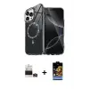 ieg™ iPhone 14 Pro Max Kılıf Kıvılcım Form Prime - Siyah Buffer Hayalet Cam Ekran Koruyucu + Bilvis Titan Kamera Lens - GD