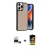 ieg™ iPhone 14 Pro Max Kılıf Kıvılcım Işık Serisi - Siyah Buffer Cam Ekran Koruyucu + Bilvis Titan Kamera Lens - GS