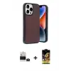 ieg™ iPhone 14 Pro Max Kılıf Kıvılcım Işık Serisi - Siyah Buffer Cam Ekran Koruyucu + Bilvis Titan Kamera Lens - DNMR