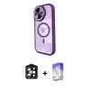 ieg™ iPhone 14 Pro Max Kılıf Kıvılcım Modern Koleksiyonu - Siyah Bilvis 5in1 3D Magic Cam Ekran Koruyucu + PVD Metal Kamera Lens - TU