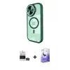 ieg™ iPhone 14 Pro Max Kılıf Kıvılcım Modern Koleksiyonu - Siyah Bilvis 5in1 5D Magic Hayalet Cam Ekran Koruyucu + Bilvis Titan Kamera Lens - GD