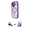 ieg™ iPhone 14 Pro Max Kılıf Kıvılcım Modern Koleksiyonu - Siyah Bilvis 5in1 5D Magic Hayalet Cam Ekran Koruyucu + Bilvis Titan Kamera Lens - DNMR