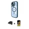 ieg™ iPhone 14 Pro Max Kılıf Kıvılcım Modern Koleksiyonu - Siyah Buffer Cam Ekran Koruyucu + Raze Metal Kamera Lens - GS