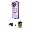 ieg™ iPhone 14 Pro Max Kılıf Kıvılcım Modern Koleksiyonu - Siyah Buffer Cam Ekran Koruyucu + Raze Metal Kamera Lens - GS