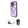 ieg™ iPhone 14 Pro Max Kılıf Kıvılcım Modern Koleksiyonu - Siyah Buffer Hayalet Cam Ekran Koruyucu + Bilvis Titan Kamera Lens - GD