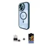 ieg™ iPhone 14 Pro Max Kılıf Kıvılcım Modern Koleksiyonu - Siyah Buffer Hayalet Cam Ekran Koruyucu + Bilvis Titan Kamera Lens - GD