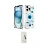 ieg™ iPhone 14 Pro Max Kılıf Kozmos Doku - Şeffaf Pasifik Cam Ekran Koruyucu