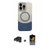 ieg™ iPhone 14 Pro Max Kılıf Kozmos Form Özel Seri - Siyah Buffer Hayalet Cam Ekran Koruyucu + Raze Metal Kamera Lens - GD