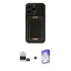 ieg™ iPhone 14 Pro Max Kılıf Kozmos Minimal Prime - Siyah Bilvis 5in1 3D Magic Cam Ekran Koruyucu + Bilvis Titan Kamera Lens - SH