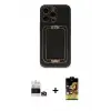 ieg™ iPhone 14 Pro Max Kılıf Kozmos Minimal Prime - Siyah Buffer Cam Ekran Koruyucu + Bilvis Titan Kamera Lens - GD