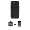 ieg™ iPhone 14 Pro Max Kılıf Kozmos Yansıma Özel Seri - Siyah Buffer Hayalet Cam Ekran Koruyucu + PVD Metal Kamera Lens - TU