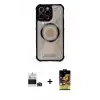 ieg™ iPhone 14 Pro Max Kılıf Kutup Modern - Siyah Buffer Cam Ekran Koruyucu + Bilvis Titan Kamera Lens - DNMR