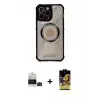 ieg™ iPhone 14 Pro Max Kılıf Kutup Modern - Siyah Buffer Cam Ekran Koruyucu + Bilvis Titan Kamera Lens - SH
