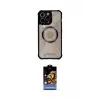 ieg™ iPhone 14 Pro Max Kılıf Kutup Modern - Siyah Buffer Hayalet Cam Ekran Koruyucu