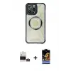 ieg™ iPhone 14 Pro Max Kılıf Kutup Modern - Siyah Buffer Hayalet Cam Ekran Koruyucu + Bilvis Titan Kamera Lens - GS