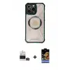 ieg™ iPhone 14 Pro Max Kılıf Kutup Modern - Siyah Buffer Hayalet Cam Ekran Koruyucu + Bilvis Titan Kamera Lens - GD