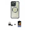 ieg™ iPhone 14 Pro Max Kılıf Kutup Modern - Siyah Buffer Hayalet Cam Ekran Koruyucu + Bilvis Titan Kamera Lens - SH