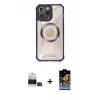 ieg™ iPhone 14 Pro Max Kılıf Kutup Modern - Siyah Buffer Hayalet Cam Ekran Koruyucu + Bilvis Titan Kamera Lens - SH