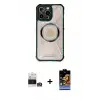 ieg™ iPhone 14 Pro Max Kılıf Kutup Modern - Siyah Buffer Hayalet Cam Ekran Koruyucu + Bilvis Titan Kamera Lens - GS