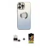 ieg™ iPhone 14 Pro Max Kılıf Kutup Yansıma Özel Seri - Siyah Buffer Cam Ekran Koruyucu + Bilvis Titan Kamera Lens - GD