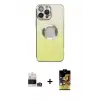 ieg™ iPhone 14 Pro Max Kılıf Kutup Yansıma Özel Seri - Siyah Buffer Cam Ekran Koruyucu + Bilvis Titan Kamera Lens - GS