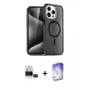 ieg™ iPhone 14 Pro Max Kılıf Nova Asil Prime - Siyah Bilvis 5in1 3D Magic Cam Ekran Koruyucu + Bilvis Titan Kamera Lens - SH