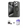 ieg™ iPhone 14 Pro Max Kılıf Nova Asil Prime - Siyah Bilvis 5in1 3D Magic Cam Ekran Koruyucu + Bilvis Titan Kamera Lens - GS