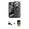 ieg™ iPhone 14 Pro Max Kılıf Nova Asil Prime - Siyah Buffer Cam Ekran Koruyucu + Bilvis Titan Kamera Lens - GD