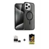 ieg™ iPhone 14 Pro Max Kılıf Nova Asil Prime - Siyah Buffer Cam Ekran Koruyucu + Bilvis Titan Kamera Lens - SH