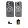 ieg™ iPhone 14 Pro Max Kılıf Nova Doku Koleksiyonu - Siyah Buffer Cam Ekran Koruyucu + Bilvis Titan Kamera Lens - GD